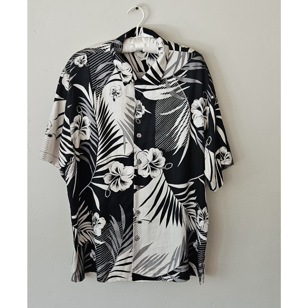 Honolua Surf Co.   100% SILK Black Floral Casual Comfort Men's SZ M EUC